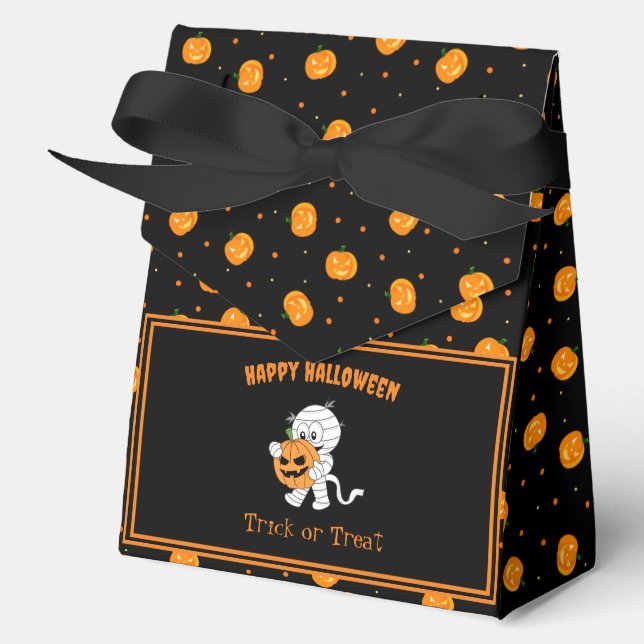 Cute Mummy with Jack-o'-Lantern Pattern Halloween  Favour Box (Front)
