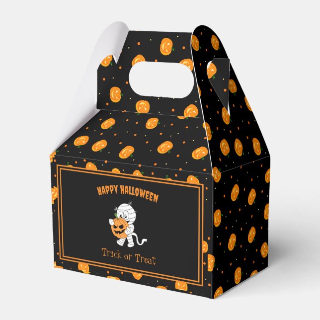 Cute Mummy with Jack-o'-Lantern Pattern Halloween  Favour Box (Front Side)