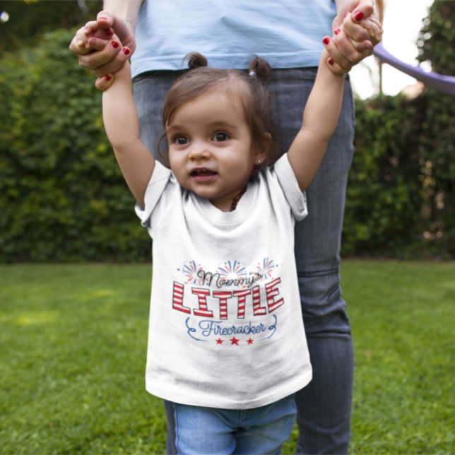 Cute Mummy's Little Firecracker 4th July Firework Baby T-Shirt (Creator Uploaded)