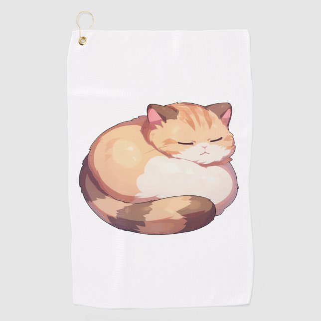 Cute Munchkin Cat Sleeping Classic T-Shirt Golf Towel (Front)