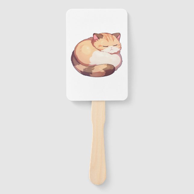 Cute Munchkin Cat Sleeping Classic T-Shirt Hand Fan (Front)