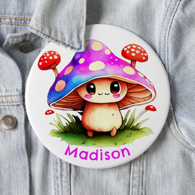 Cute Mushroom 6 Cm Round Badge (In Situ)