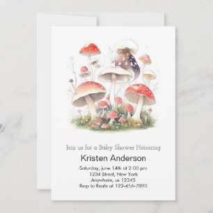 Cute Mushroom Adventure Girl Baby Shower Invitation