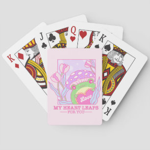 Cute Mushroom and Frog - My Heart Leaps For You Playing Cards
