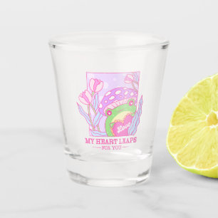Cute Mushroom and Frog - My Heart Leaps For You Shot Glass