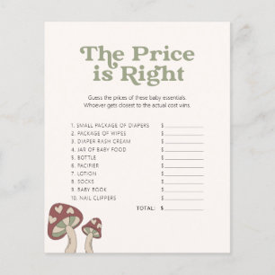 Cute Mushroom Baby Shower - Game - Guess The Price