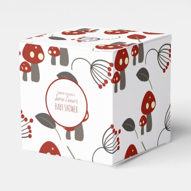 Cute Mushroom  Baby Shower Garden Forest Thank You Favour Box (Front Side)