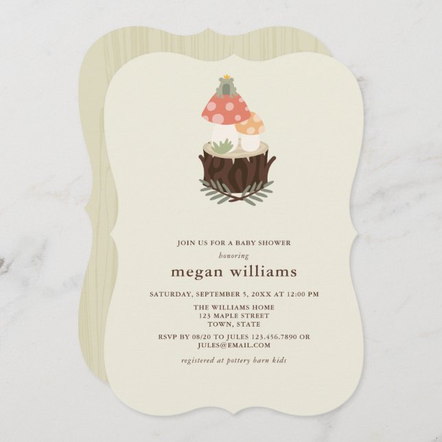 Cute Mushroom Baby Shower Invitation (Front/Back)