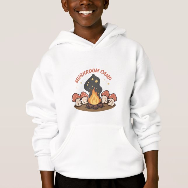 Cute Mushroom Campfire Illustration T-Shirt (Front)