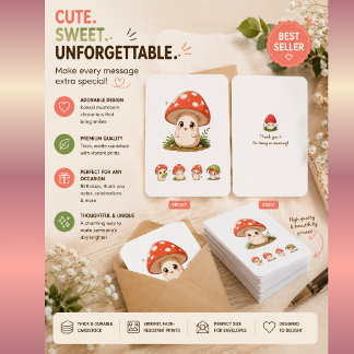 Cute Mushroom Cat Invitation Card – Kawaii Cottage