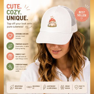 Cute Mushroom Cat Trucker Hat – Kawaii Cottagecore
