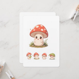 Cute Mushroom Character Greeting Card – Kawaii Cot