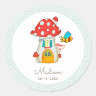 Cute Mushroom Cottage Fantasy Woodland Birthday Classic Round Sticker
