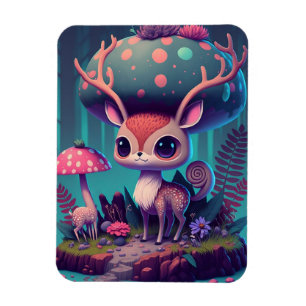 Cute Mushroom Deer Fantasy Art Magnet
