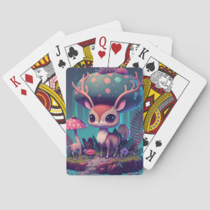Cute Mushroom Deer Fantasy Art Playing Cards