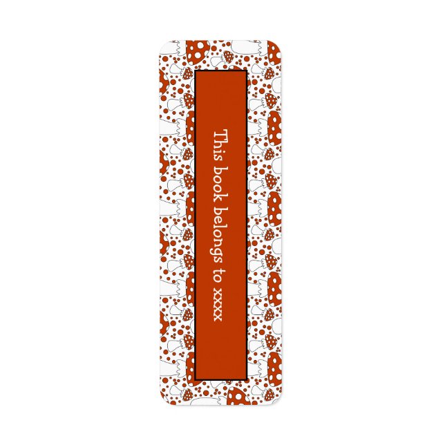 Cute Mushroom Doodle Booklabel Design Return Address Label (Front)