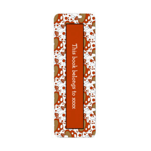 Cute Mushroom Doodle Booklabel Design Return Address Label