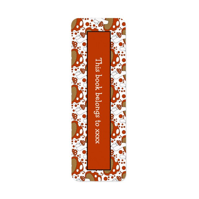 Cute Mushroom Doodle Booklabel Design Return Address Label (Front)