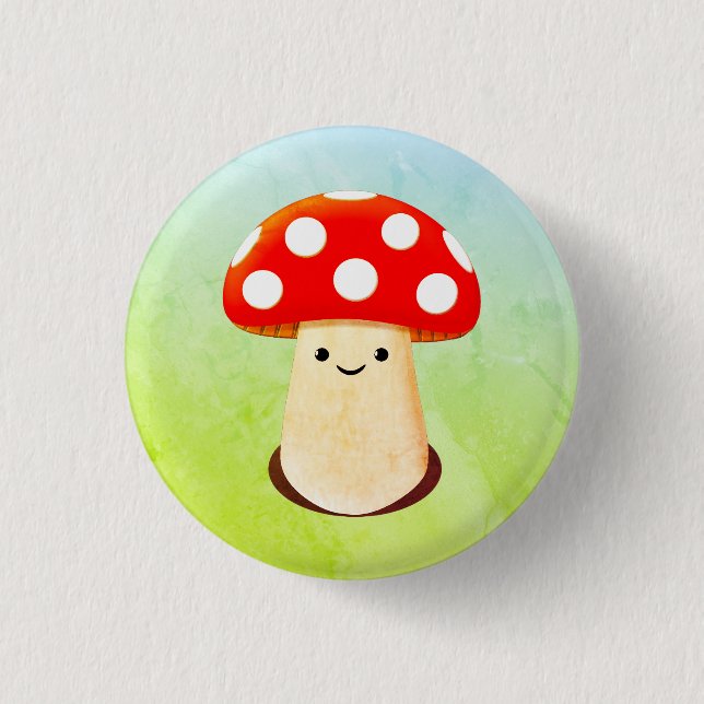 Cute Mushroom Drawing 3 Cm Round Badge (Front)