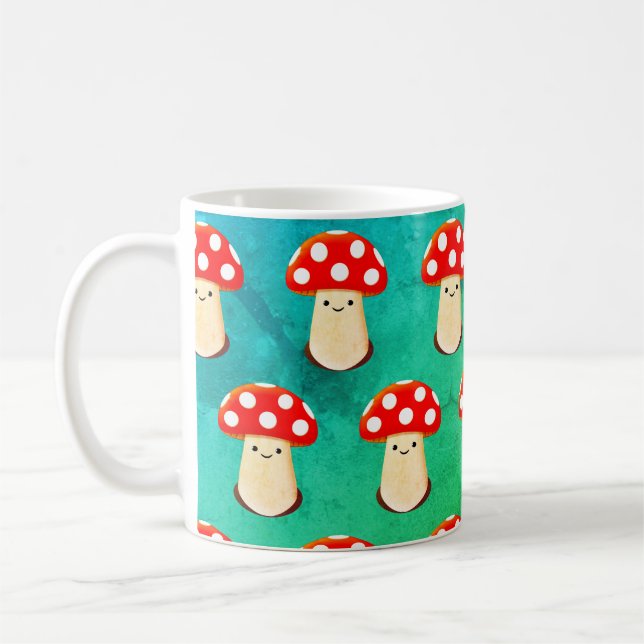 Cute Mushroom Drawing Pattern Coffee Mug (Left)