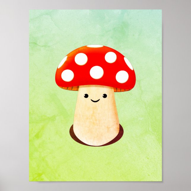 Cute Mushroom Drawing Poster (Front)