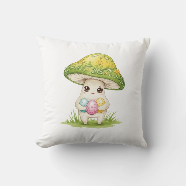 Cute mushroom  Easter Throw Pillow  (Front)