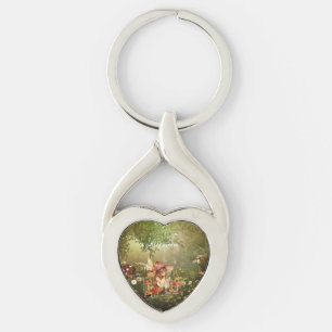 Cute Mushroom Fairy in the Forest Key Ring