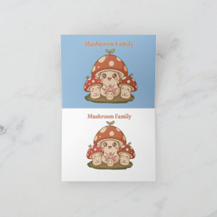 Cute Mushroom Family Retro Kawaii Forest Fungi Art Thank You Card