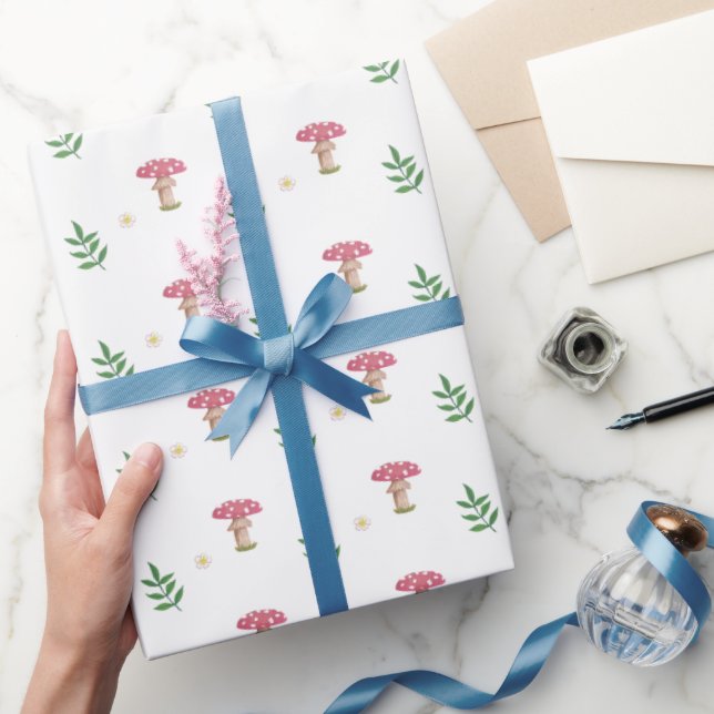 Cute mushroom flower and leaf wrapping paper (Gifting)