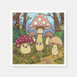 Cute Mushroom Forest Woodland Toadstool Whimsical Napkin