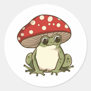 Cute mushroom frog classic round sticker