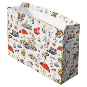Cute Mushroom Frog Snail Forest Pattern Large Gift Bag