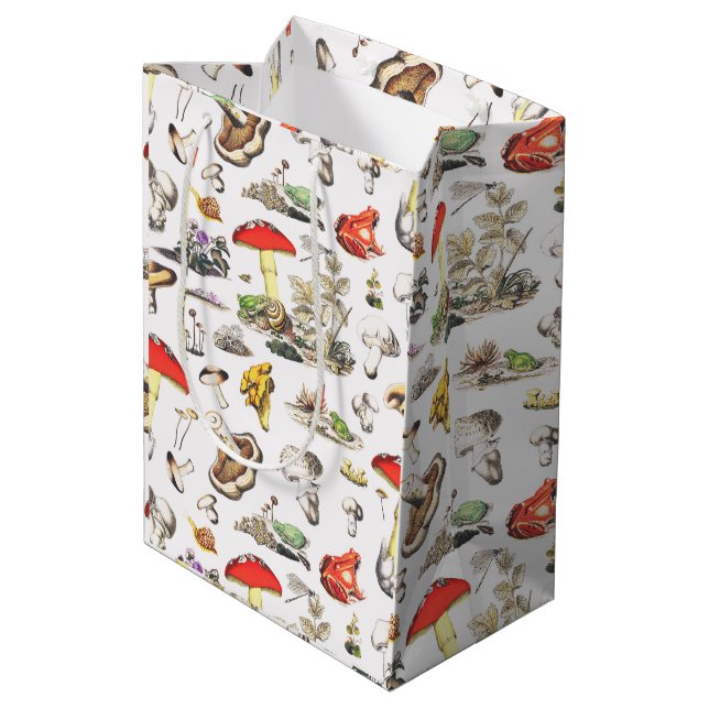 Cute Mushroom Frog Snail Forest Pattern Medium Gift Bag (Back Angled)