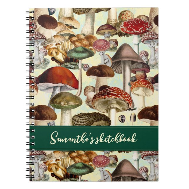 Cute mushroom fungi red white pattern notebook (Front)