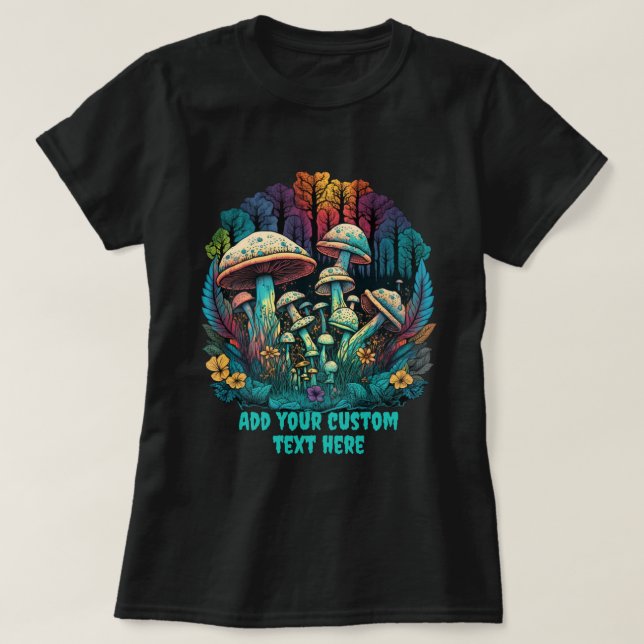 Cute Mushroom House Floral, Mushroom Lovers T-Shirt (Design Front)