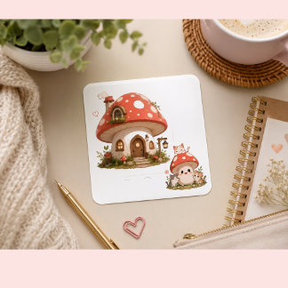 Cute Mushroom House Sticker | Whimsical Cottagecor