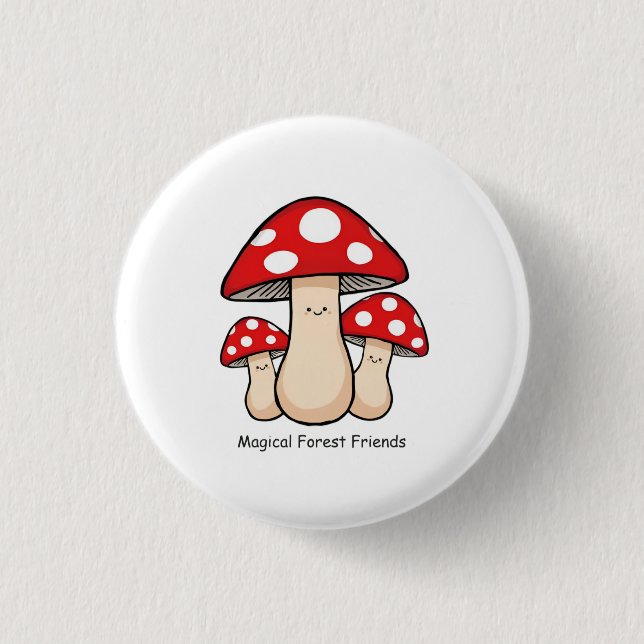Cute Mushroom Illustration  3 Cm Round Badge (Front)