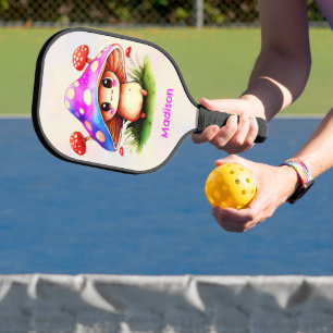 Cute Mushroom Illustration Pickleball Paddle