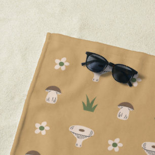 Cute Mushroom Pattern Beach Towel