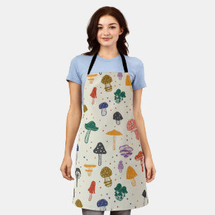 Cute Mushroom Pattern Modern Trendy Style Apron
