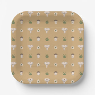 Cute Mushroom Pattern Paper Plates
