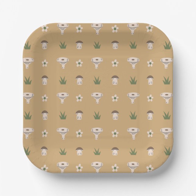 Cute Mushroom Pattern Paper Plates (Front)
