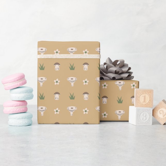 Cute Mushroom Pattern Wrapping Paper Roll (Baby Shower)