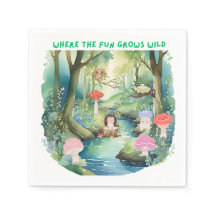 Cute Mushroom People with their Forest Friends