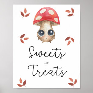 Cute mushroom - sweets and treats baby shower poster