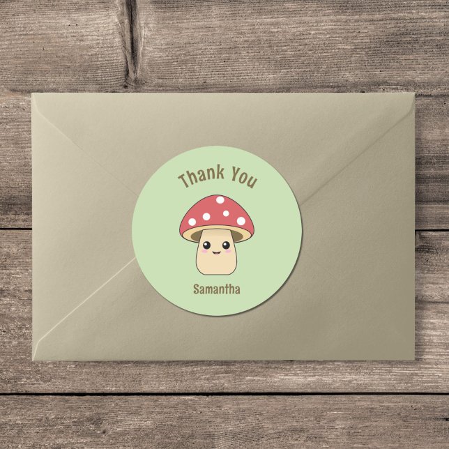Cute Mushroom Thank You Sticker (Cute Mushroom Thank You Sticker)