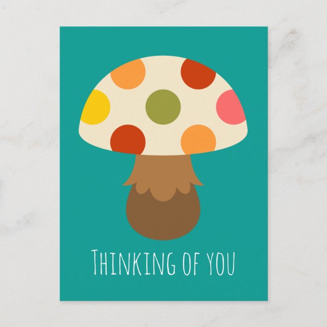 Cute mushroom thinking of you postcard (Front)