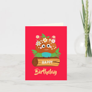 Cute mushroom with flowers holiday card
