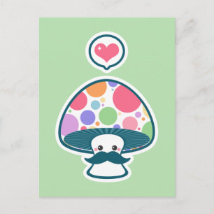Cute Mushroom with Moustache Postcard