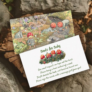 Cute Mushroom Woodland Baby Shower Book Request Enclosure Card